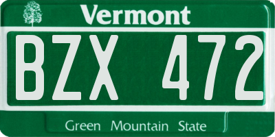 VT license plate BZX472