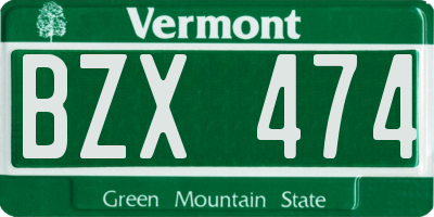 VT license plate BZX474