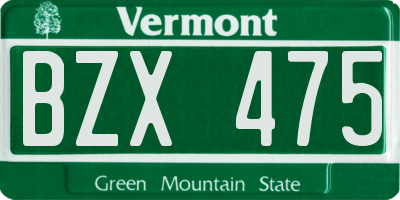 VT license plate BZX475