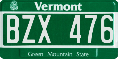 VT license plate BZX476