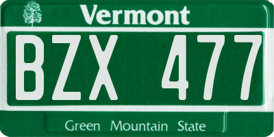 VT license plate BZX477
