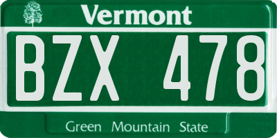 VT license plate BZX478