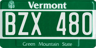 VT license plate BZX480