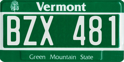 VT license plate BZX481
