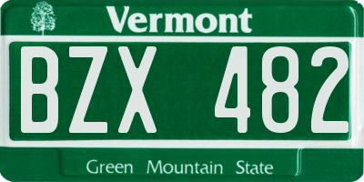 VT license plate BZX482