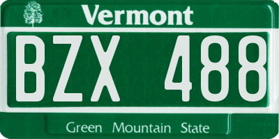 VT license plate BZX488