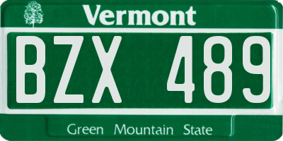 VT license plate BZX489