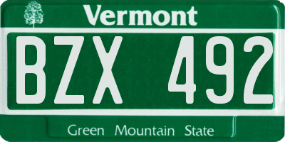 VT license plate BZX492