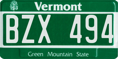 VT license plate BZX494