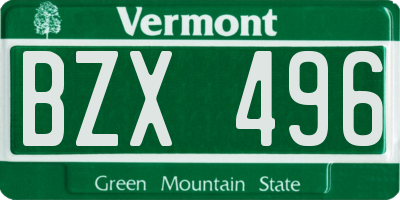 VT license plate BZX496