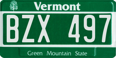 VT license plate BZX497
