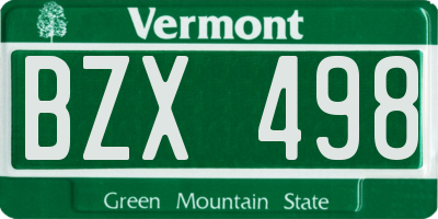 VT license plate BZX498