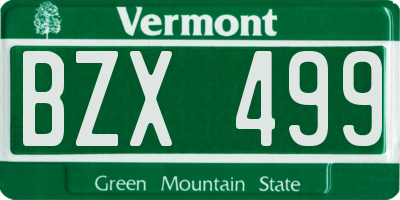 VT license plate BZX499