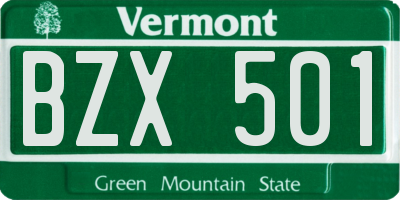VT license plate BZX501
