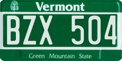 VT license plate BZX504