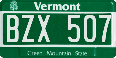 VT license plate BZX507