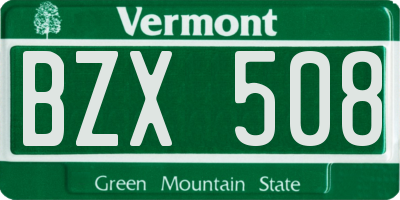 VT license plate BZX508