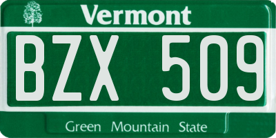 VT license plate BZX509