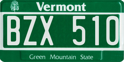 VT license plate BZX510