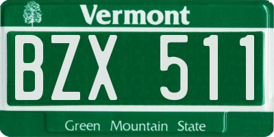 VT license plate BZX511