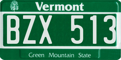VT license plate BZX513