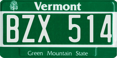 VT license plate BZX514