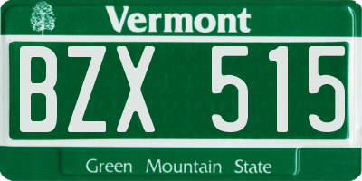 VT license plate BZX515