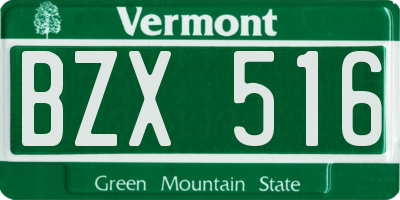 VT license plate BZX516