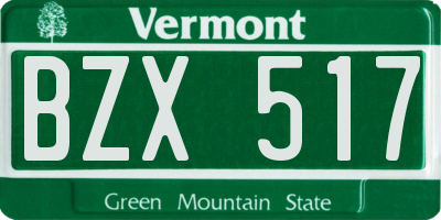VT license plate BZX517