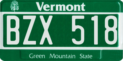VT license plate BZX518