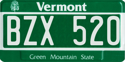 VT license plate BZX520