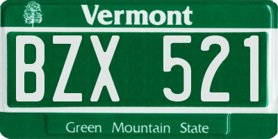 VT license plate BZX521