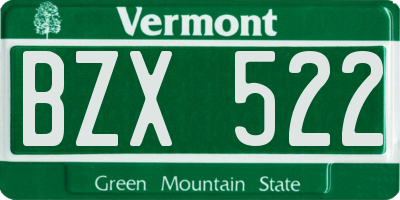 VT license plate BZX522
