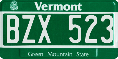 VT license plate BZX523
