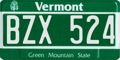 VT license plate BZX524