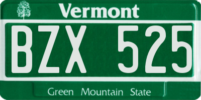 VT license plate BZX525