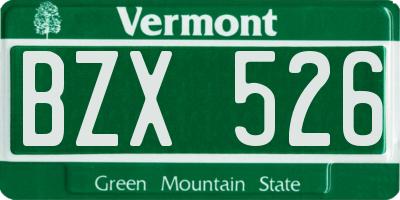 VT license plate BZX526