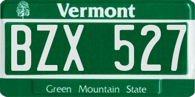 VT license plate BZX527