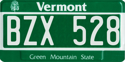 VT license plate BZX528