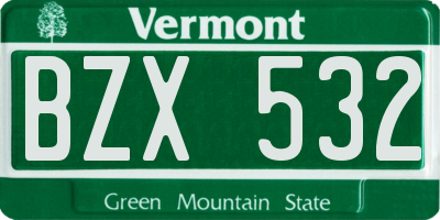 VT license plate BZX532