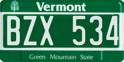 VT license plate BZX534