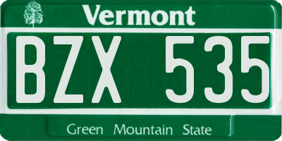 VT license plate BZX535