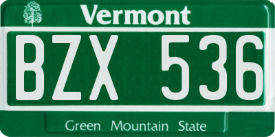 VT license plate BZX536