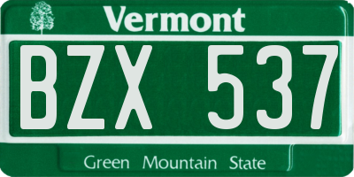 VT license plate BZX537