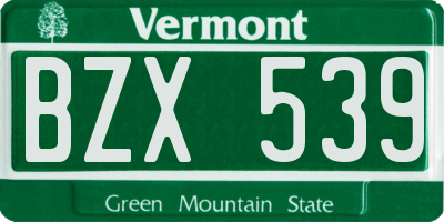 VT license plate BZX539