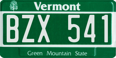 VT license plate BZX541