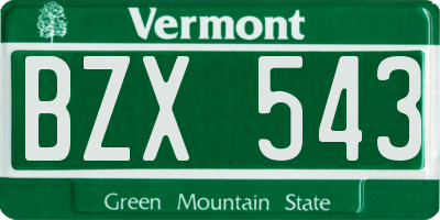 VT license plate BZX543