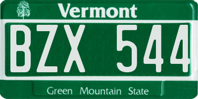 VT license plate BZX544