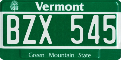 VT license plate BZX545