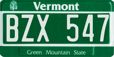 VT license plate BZX547